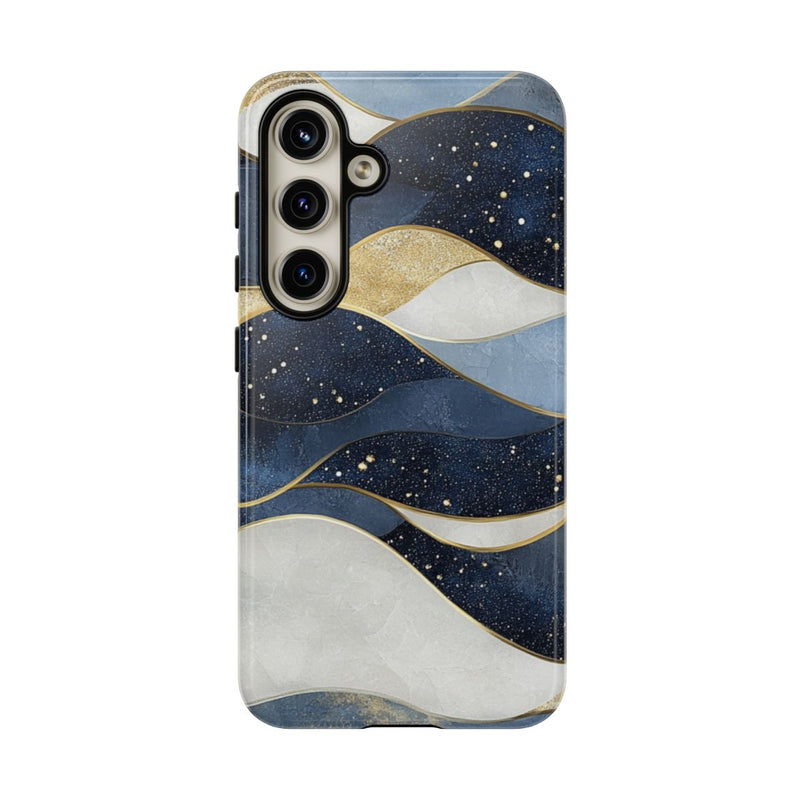 Abstract Blauw-Goud Golvenpatroon