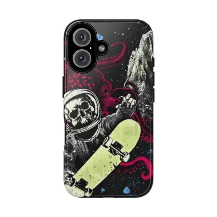 Schedel-Astronaut met Skateboard en Octopus
