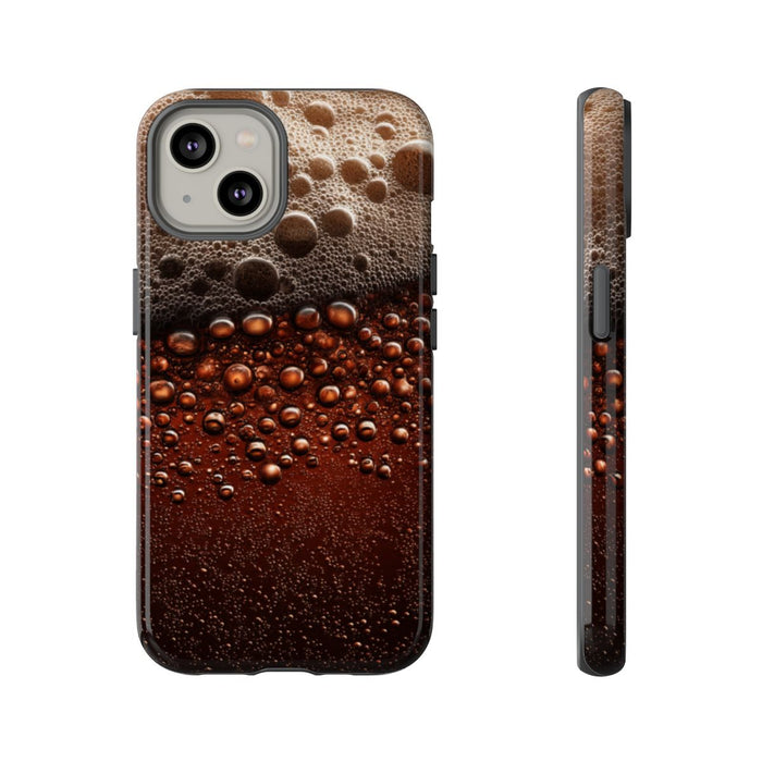 Close-Up Donkerbruine Bier Schuimtextuur