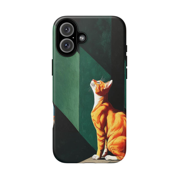 Oranje Kat in Surrealistisch Geometrisch Decor