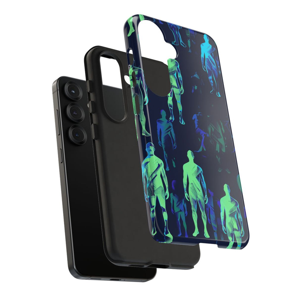 Blauw-Groene Neon Figurenpatroon