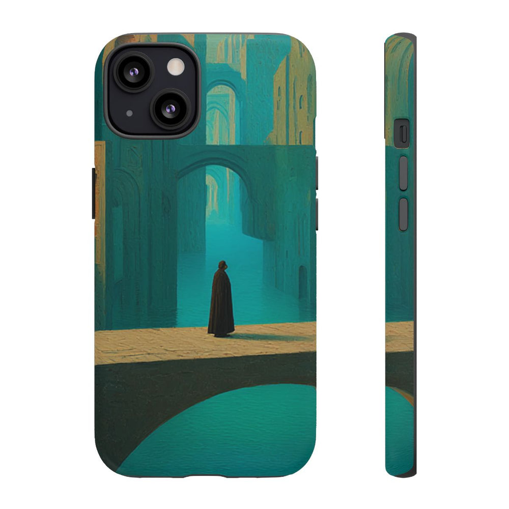 Sprookjesachtige Stadsgezicht met Brug en Silhouet