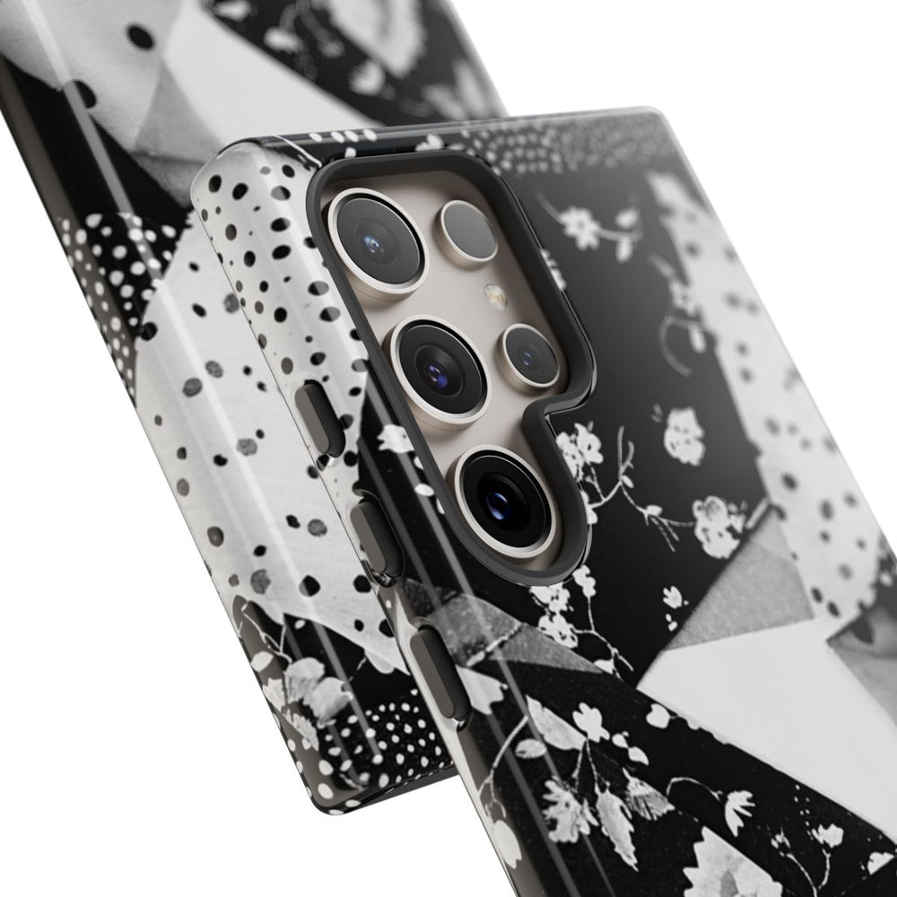 Monochrome Bloemen- en Polkadot Patchwork