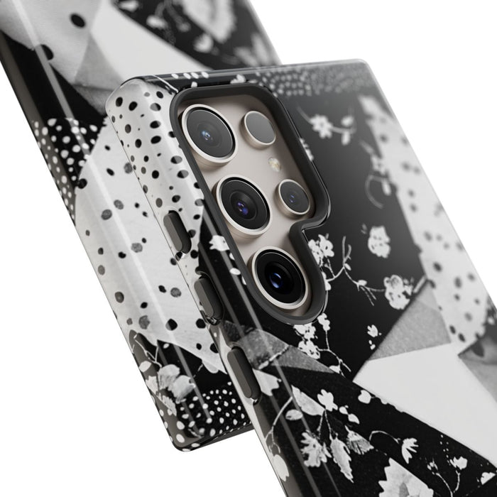 Monochrome Bloemen- en Polkadot Patchwork