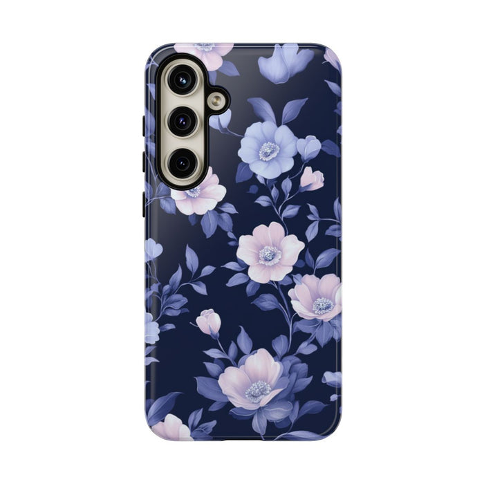 Elegant Blauw-Roze Bloemenpatroon