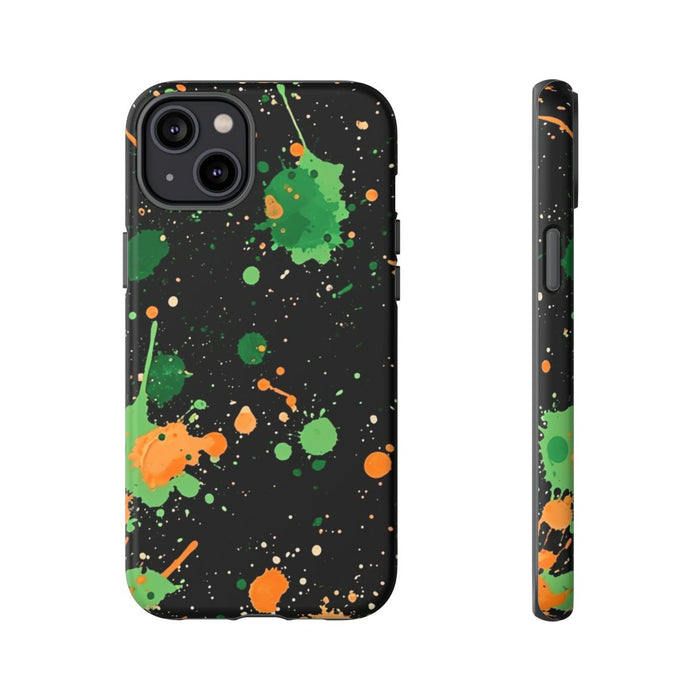 Groene en Oranje Verfspattenpatroon