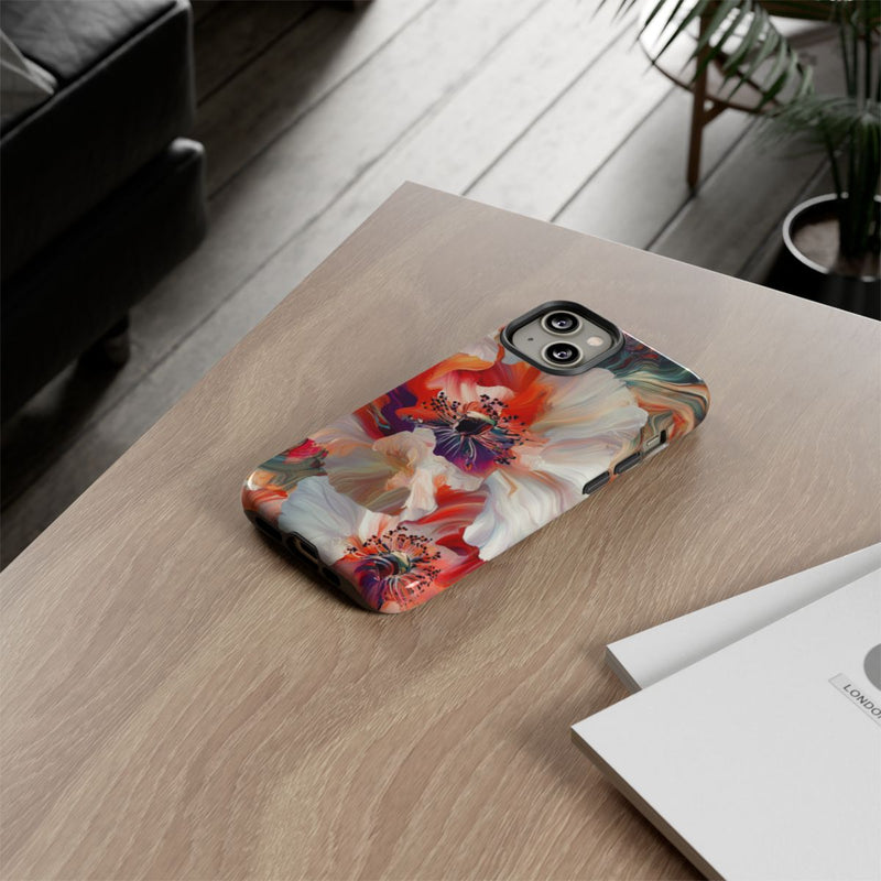 Abstracte Bloemmotieven in Rood en Wit