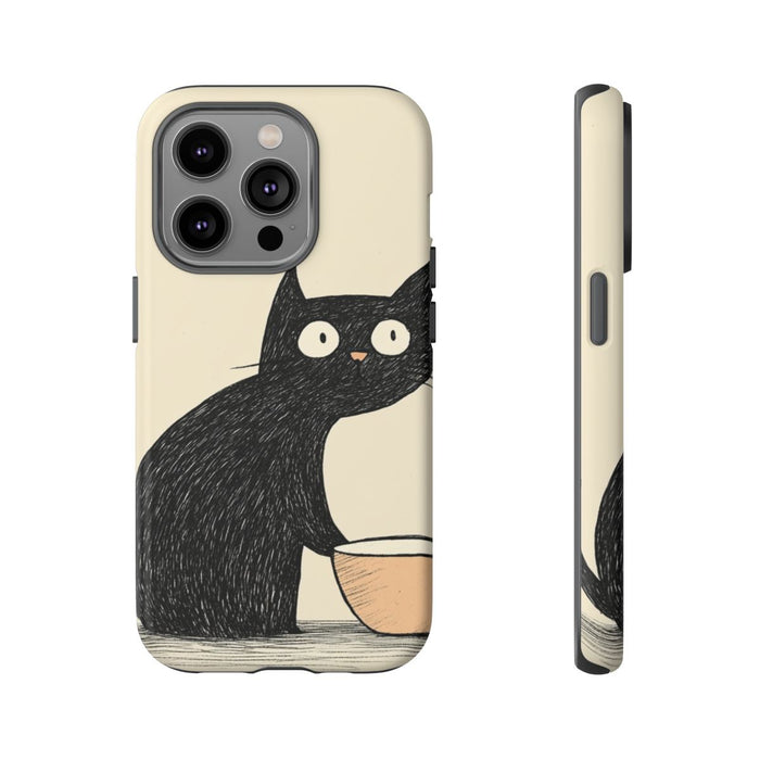 Zwarte Kat met Kom Illustratie