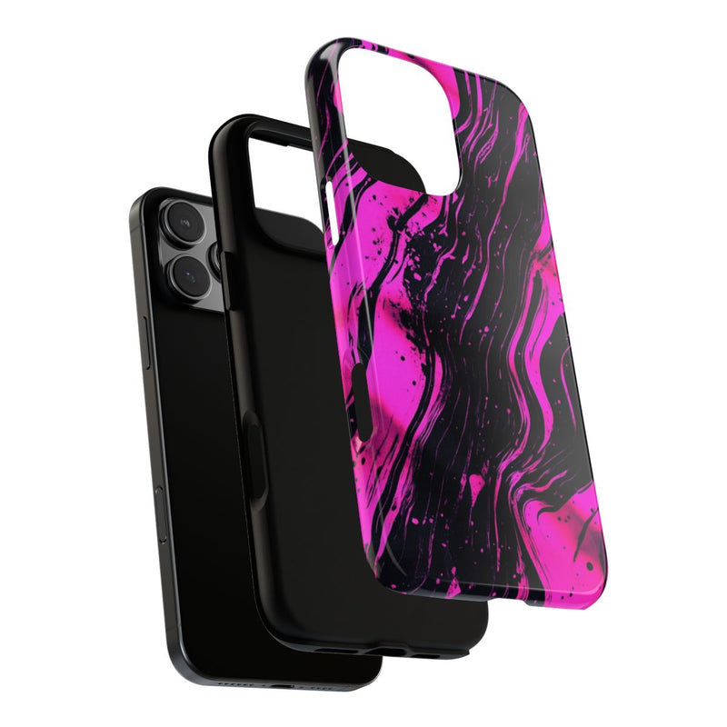 Neonroze en Zwart Abstract Patroon