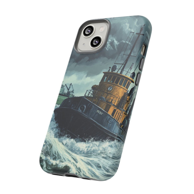 Sleepboot Sleept Vrachtschip in Woeste Zee