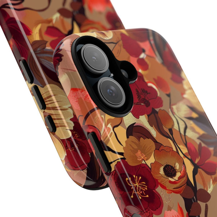 Warm Bloemenpatroon met Bourgondische en Oranje Kleuren