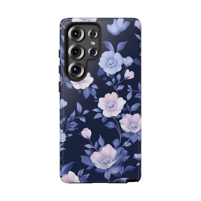 Elegant Blauw-Roze Bloemenpatroon