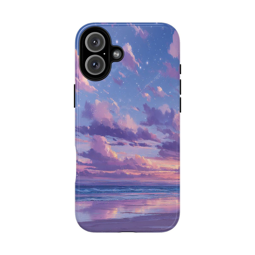 Sereen Paarse Zonsondergang Boven Oceaan