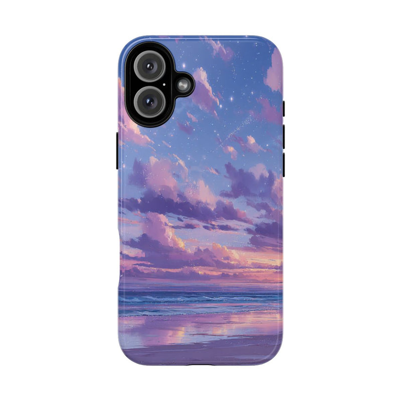 Sereen Paarse Zonsondergang Boven Oceaan