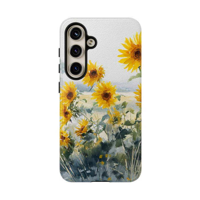Gele Zonnebloemen in Pastelkleurig Landschap