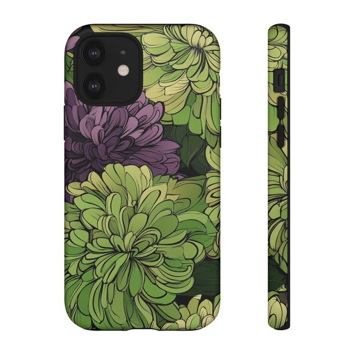 Groen-Paarse Chrysantenprint