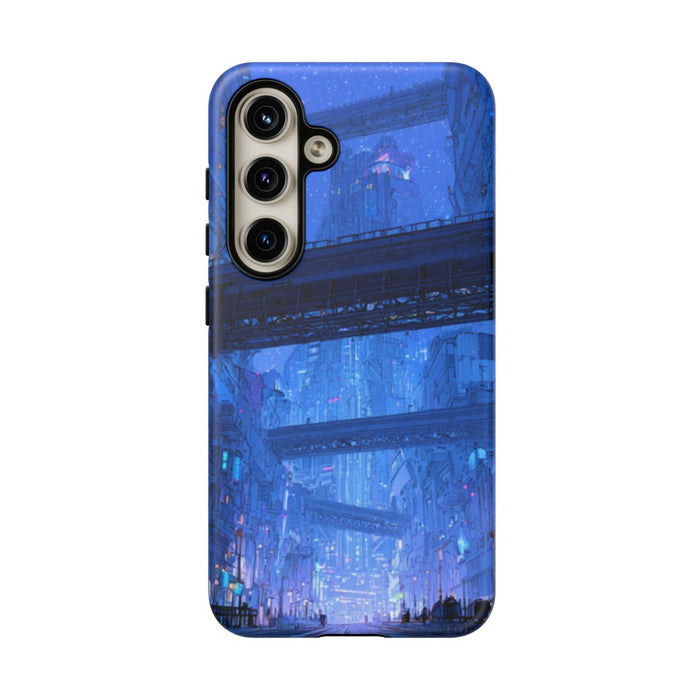 Futuristische Blauwe Stadsstraat