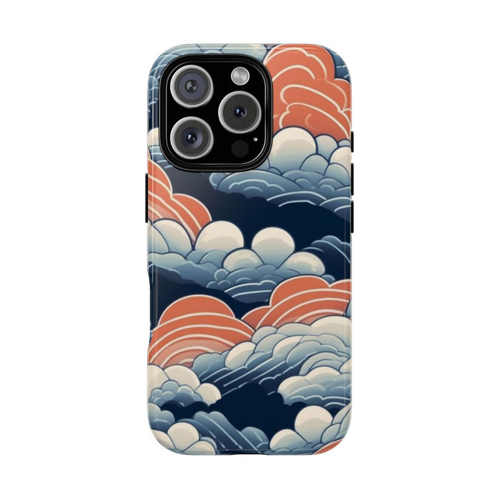 Gestileerd Wolkenpatroon in Blauw en Oranje