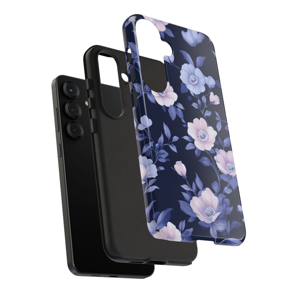 Elegant Blauw-Roze Bloemenpatroon