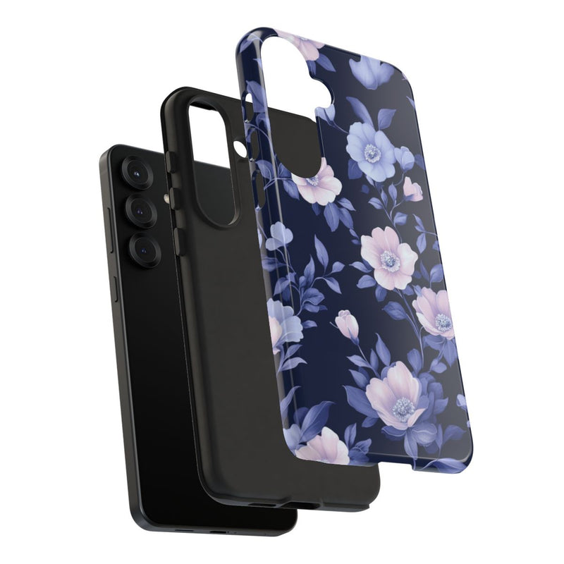 Elegant Blauw-Roze Bloemenpatroon