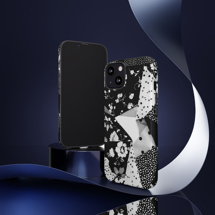 Monochrome Bloemen- en Polkadot Patchwork