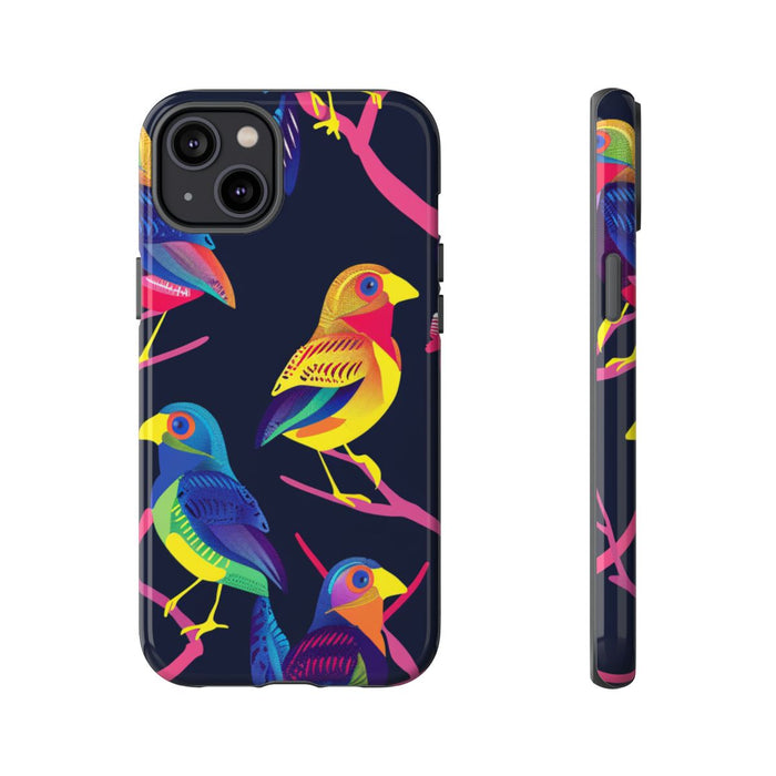 Neonkleurige Vogels op Takken