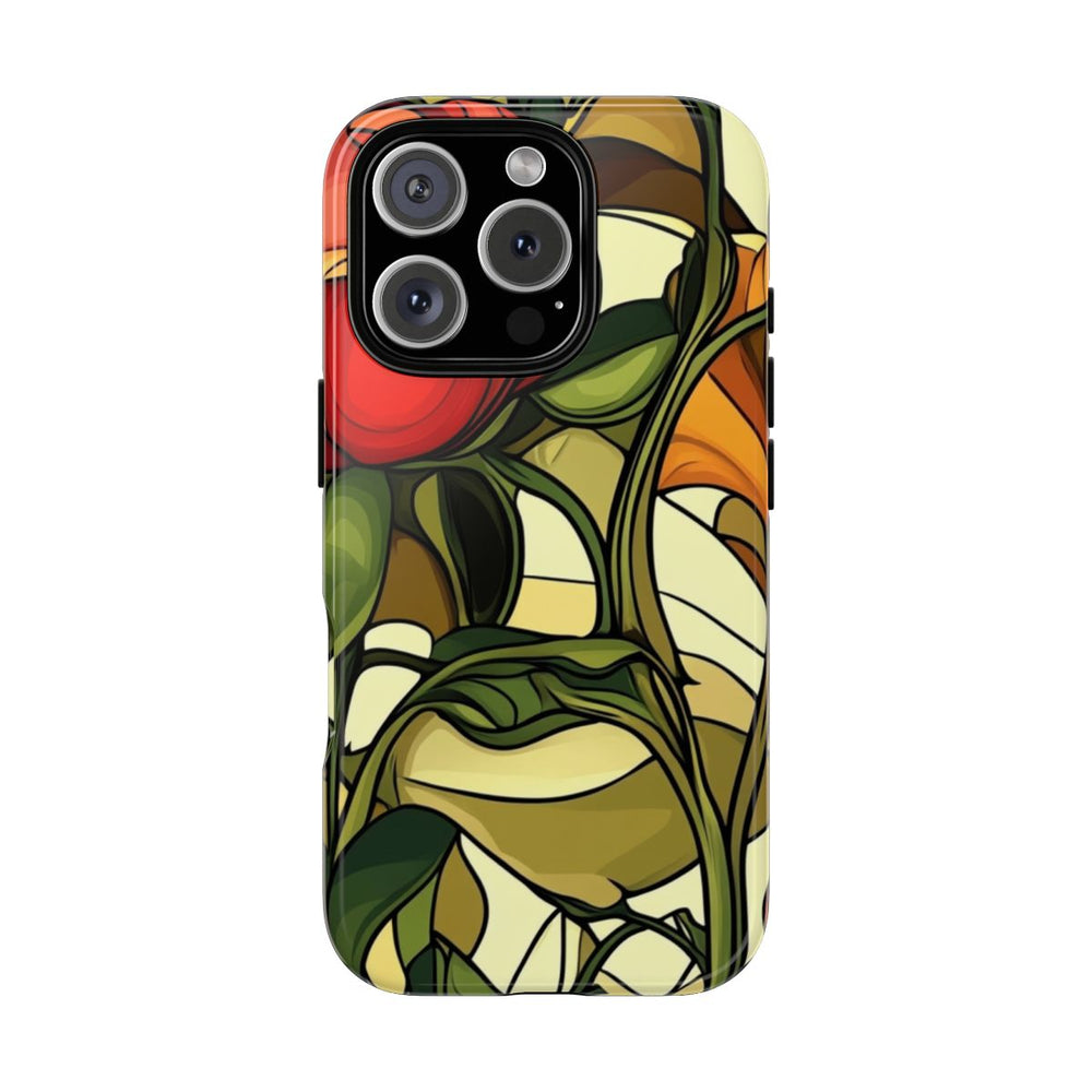 Rood-Oranje Art Nouveau Bloemmotief