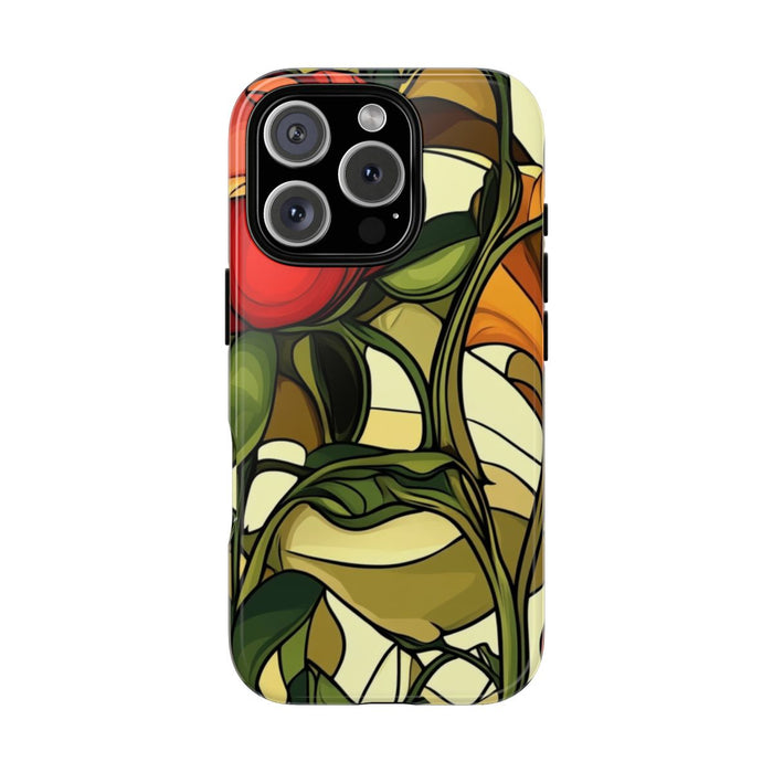 Rood-Oranje Art Nouveau Bloemmotief