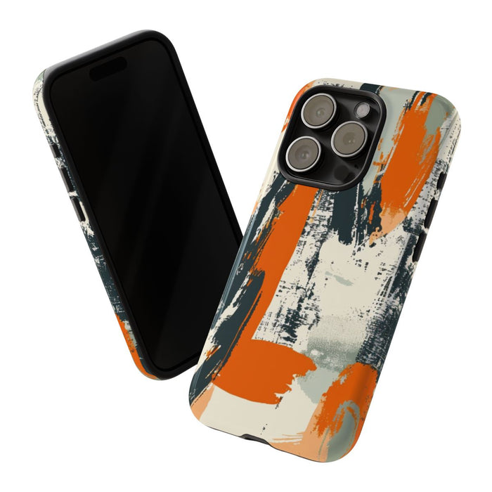 Abstract Oranje-Zwart Penseelstrepenpatroon