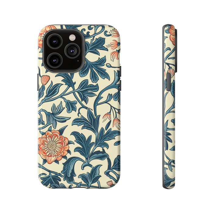 Blauw-Oranje Bloemenpatroon