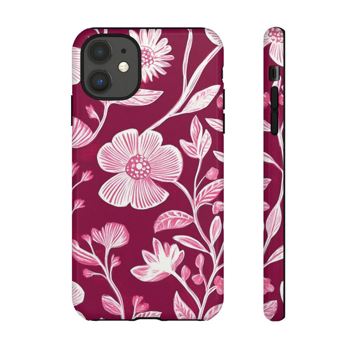 Roze en Witte Bloemenprint