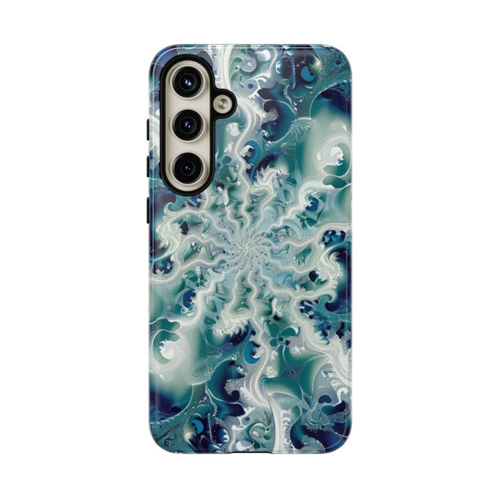 Blauw-Groene Fractalwerveling met Glans