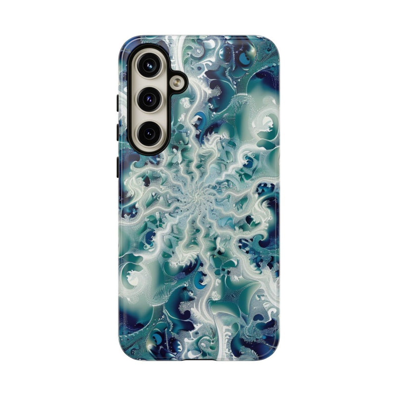 Blauw-Groene Fractalwerveling met Glans