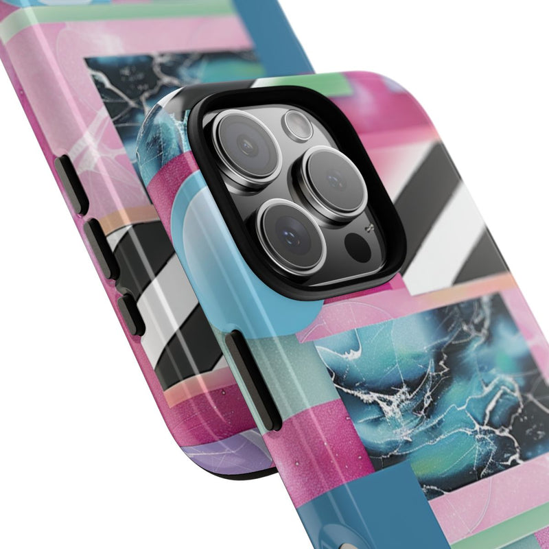 Abstract Geometrisch Patroon in Roze en Blauw