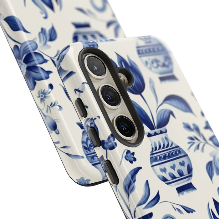 Blauw Bloemmotief met Delfts Vaaspatroon