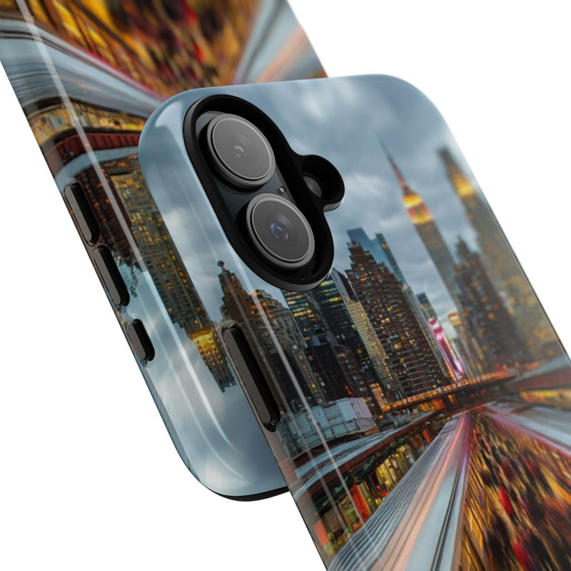 Stedelijke Skyline met Bewegende Metro