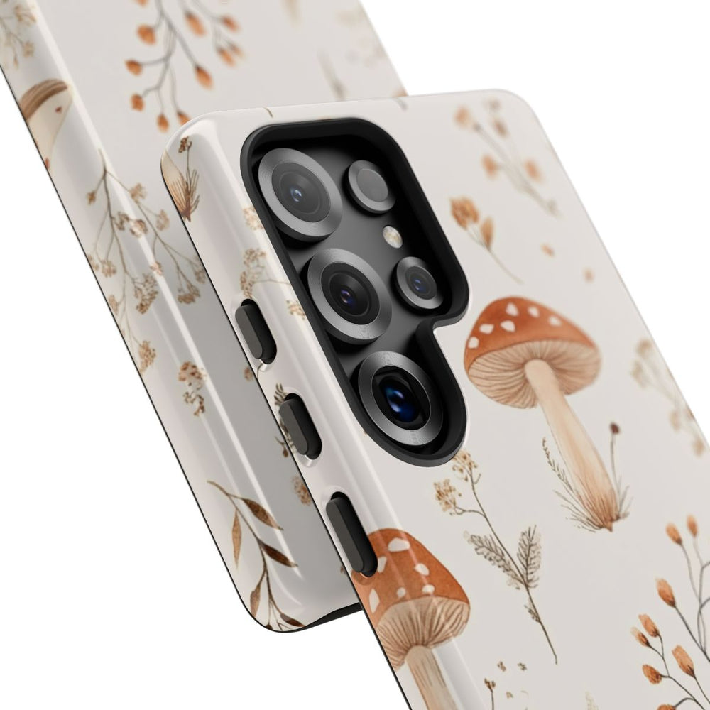 Bruine en Beige Paddenstoelen met Bloemrankenpatroon