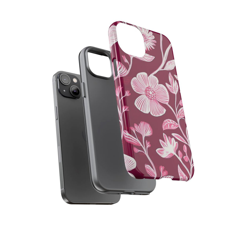 Roze en Witte Bloemenprint