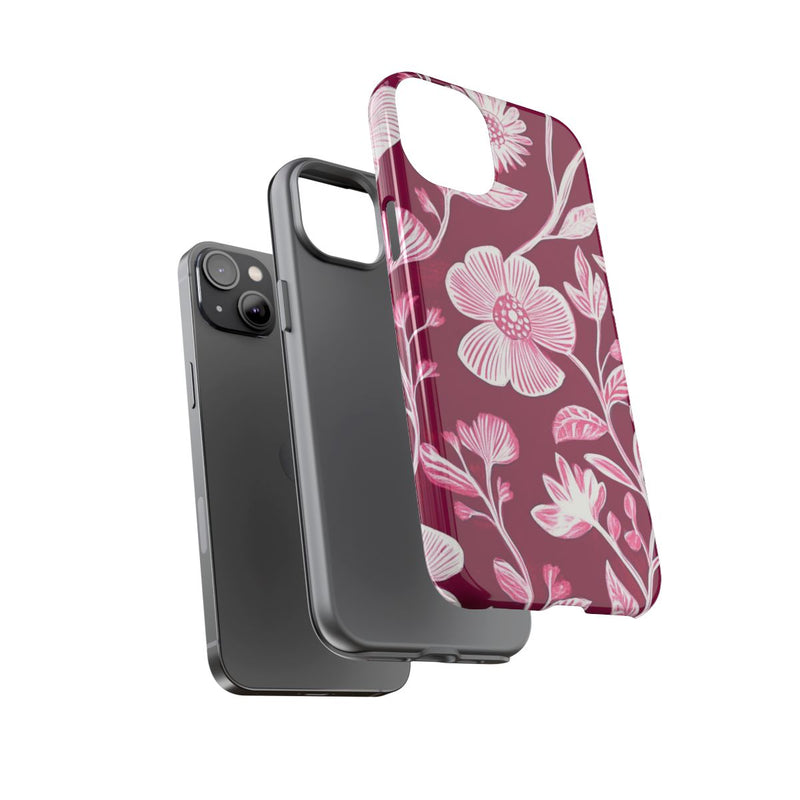 Roze en Witte Bloemenprint