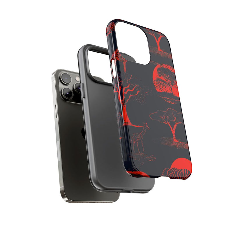 Rood Neon Afrikaans Dierenpatroon