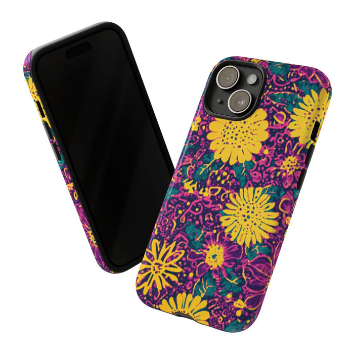 Gele en Paarse Bloemenprint