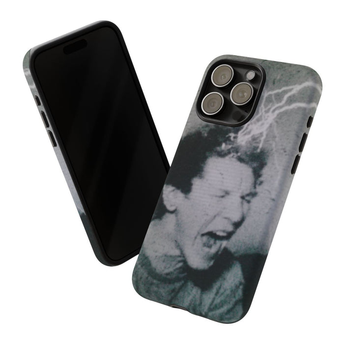 Zwart-Wit Portret met Bliksemeffect en Vintage Look