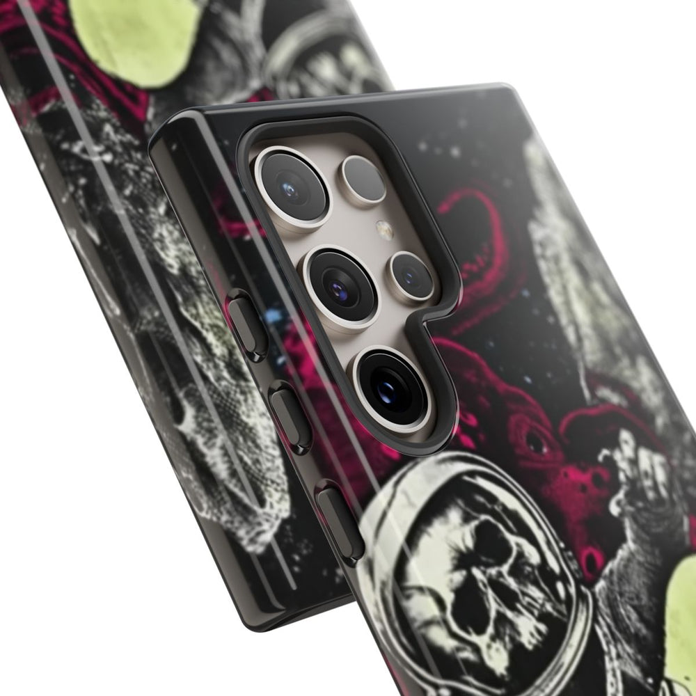 Schedel-Astronaut met Skateboard en Octopus