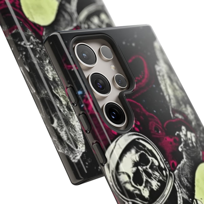 Schedel-Astronaut met Skateboard en Octopus
