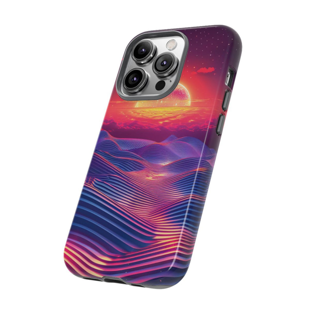 Levendige Zonsondergang met Abstracte Golven