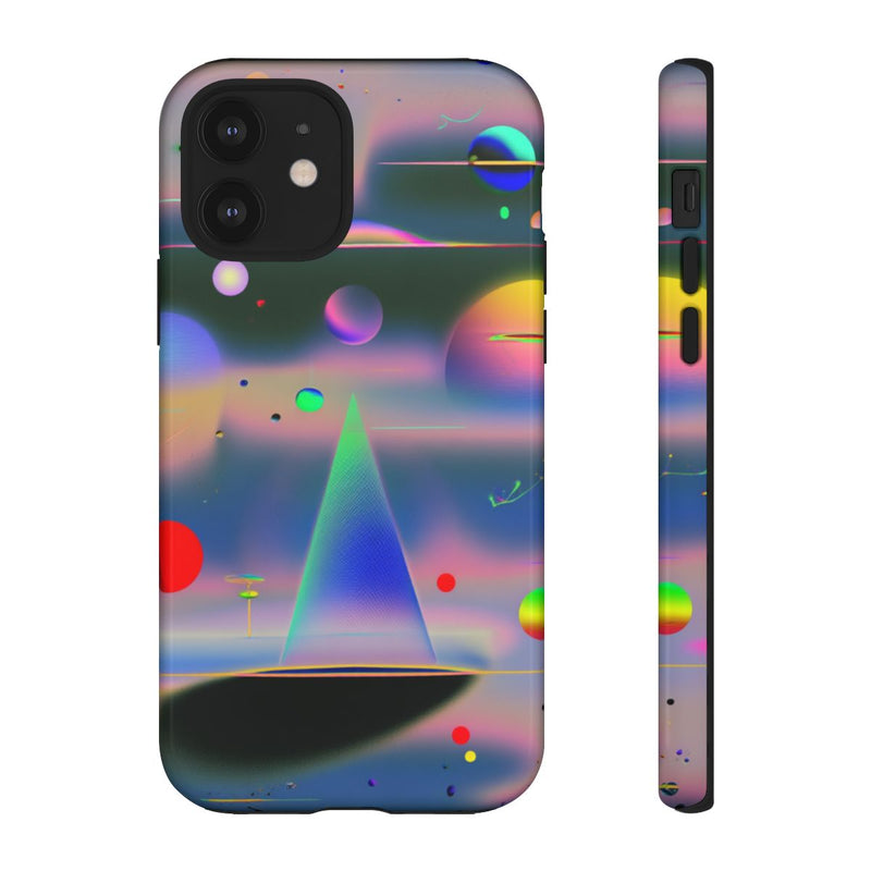 Kleurrijke Geometrische Bollen en Piramide Abstract