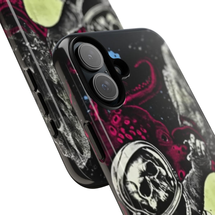 Schedel-Astronaut met Skateboard en Octopus
