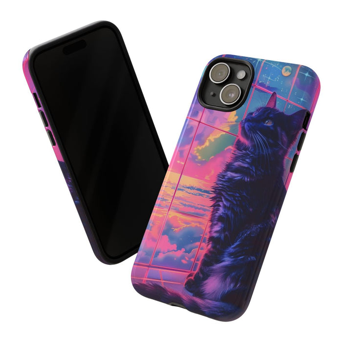 Lofi Vaporwave Kat met Neonlucht