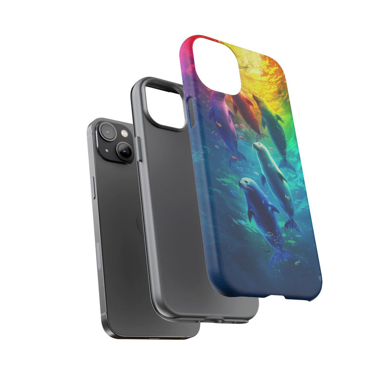 Kleurrijke Zeehonden Zwemmend Onder Stralend Licht