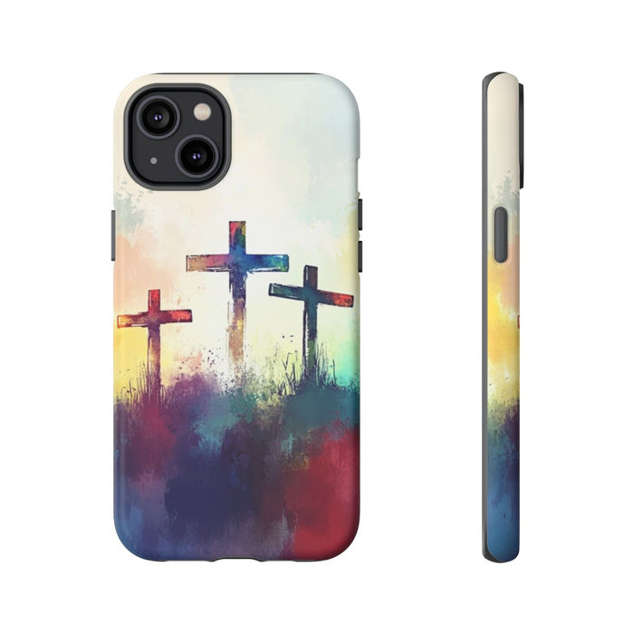 Drie Kruisen in Abstracte Waterverf